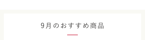 9月のおすすめ商品